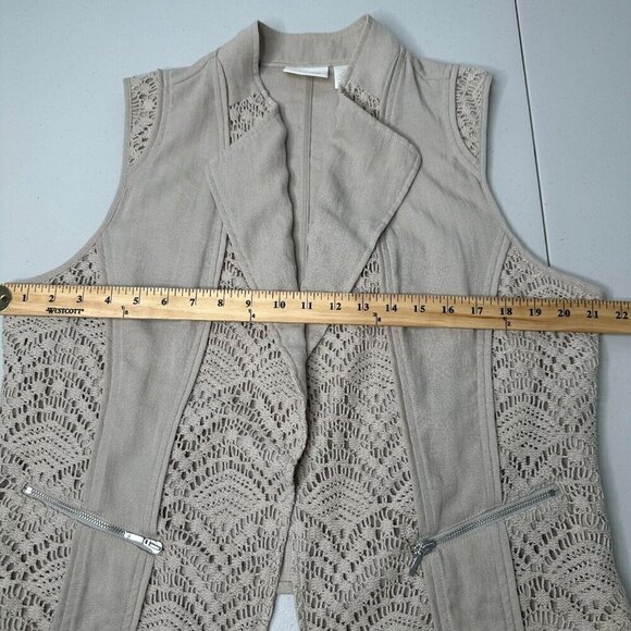 Chicos Crochet Vest Size L Lace Open Front - Picture 7 of 12